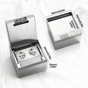 Boîte de sortie au sol encastrée standard UE 16A 4000W en acier inoxydable AC 250V, prise de sol encastrée rétractable avec 2 prises - Product Image 6