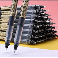 Pulpen Gel Tipe Jarum Berkualitas Tinggi Tinta Cair Langsung Ujung 0.5mm Tinta Hitam Set 12 Buah Alat Tulis Kantor Sekolah