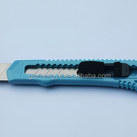 Cutter utilitaire, lame de 18 mm en plastique transparent et bleu clair antidérapant, outil de coupe manuel portable