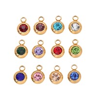 Pendentif simple trou en acier inoxydable avec strass, accessoires de bijoux DIY, électroplaqué, fabricant de bijoux pour le commerce extérieur