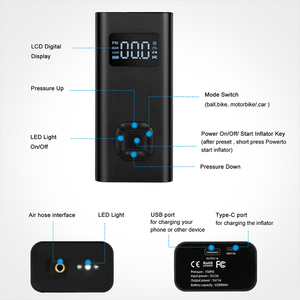 Inflador <span class=keywords><strong>de</strong></span> Neumáticos Recargable para Automóvil, Transmisor y Receptor <span class=keywords><strong>de</strong></span> Audio Inalámbrico Portátil, Compresor, <span class=keywords><strong>Bomba</strong></span> Digital para Bicicleta - Product Image 2