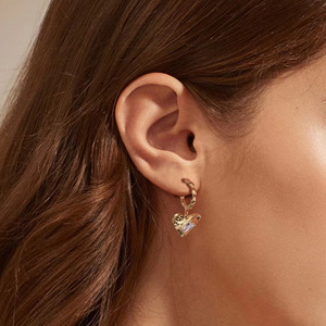 Düzensiz kalp şekli kübik zirkonya bırak moda takı 925 ayar gümüş CC küpe kadınlar - Product Image 3