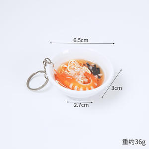 Porte-clés pendentif bol de ramen japonais en plastique, modèle alimentaire factice, thème amour, imitant des nouilles - Product Image 4