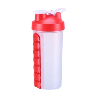 Bán buôn Cá nhân hoá biểu tượng tùy chỉnh phòng tập thể dục protein Máy xay sinh tố nhựa Shaker cup chai với Pill hộp - Product Image 6