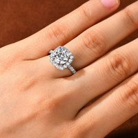 Bague en argent sterling S925 avec moissanite 2 carats certifiée GRA, modèle petit cube de sucre, fabrication usine