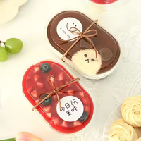 Boîte en plastique PET de qualité alimentaire, motif carré, forme ovale, pour aliments pour bébés, desserts, gâteaux, pain
