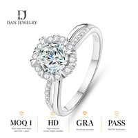 Bague d'anniversaire en argent S925 avec moissanite ronde certifiée GRA, testée et vérifiée par stylo de test, prête à être expédiée, fournisseur en gros de bijoux