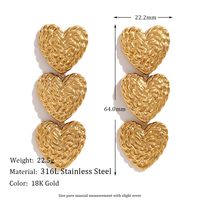 Boucles d'oreilles pendantes Cœur 2026 en acier inoxydable plaqué or, pendentif Amour, pour femme, bijoux de fête, cadeau