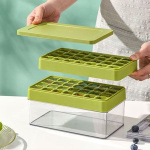 Ice <b>Cube</b> Tray Double Layer Plastic <b>Storage</b> <b>Box</b> <b>With</b> <b>Lid</b> Rectangle Eco Friendly Food Container Household Use - Product Image 1