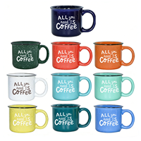 Ensemble de tasses à café de camping en céramique à l'aspect émail rétro vintage avec logo personnalisé, vaisselle en grès mouchetée classique pour le feu de camp