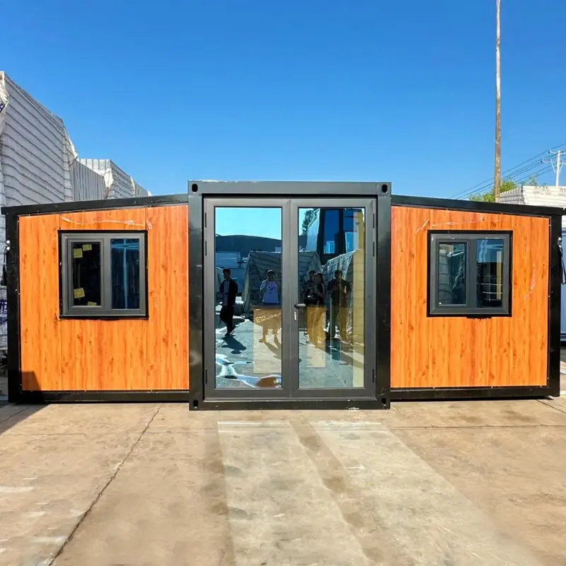 Lüks modern stil modüler tamamen özelleştirilmiş cam ahşap küçük ev prefabrik yaşam konteyneri ev