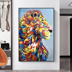 Mintura personnalisé grande toile Lion Animal <span class=keywords><strong>peinture</strong></span> à l'huile peinte à la main mur <span class=keywords><strong>Art</strong></span> affiche dessin animé pour chambre décor maison décorative - Product Image 5