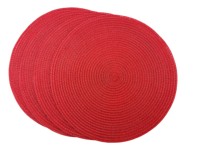Napperons ronds tissés en polyester écologique style américain, bordeaux, luxueux et élégants, épaisseur 2 mm, 38 cm (15 pouces), lot de 4 pour dîner de prestige et réceptions