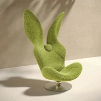 Chaise longue moderniste lapin vert fauteuil en tissu en cuir personnalisable pour la maison matériau en verre pour meubles de salon
