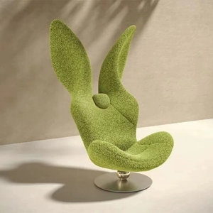 Poltrona modernista in pelle di coniglio verde poltrona in tessuto personalizzabile per la casa materiale in vetro per <span class=keywords><strong>mobili</strong></span> da soggiorno - Product Image 2