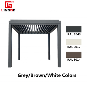 Auvent de jardin suspendu en aluminium, gazébo de <span class=keywords><strong>terrasse</strong></span>, canopée d'extérieur, noir - Product Image 2
