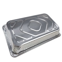 Conteneur alimentaire en aluminium pleine taille 525*325*78mm, compatible four, avec couvercle en aluminium, bac à vapeur profond, 9700ml, pour emballage alimentaire
