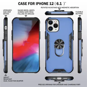 For IPhone 12 Mini 11 Pro XS Max XR Note 20 Premium Quality Mobile Phone Bags Drop Protection Ring Bracket Shockproof Phone Case