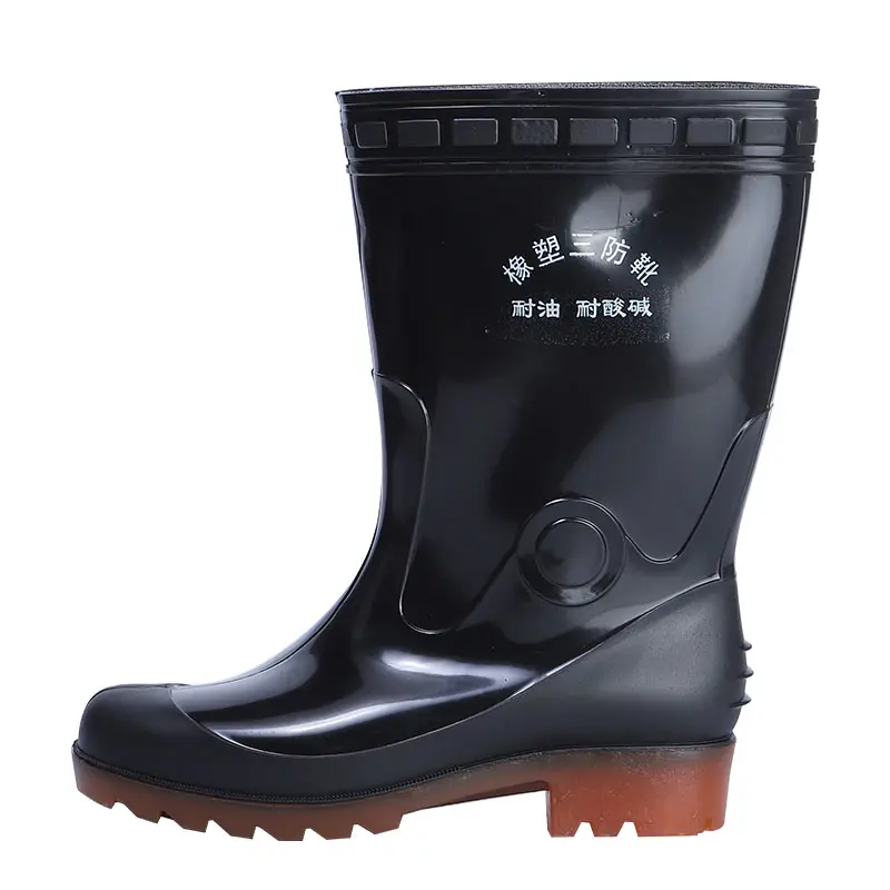 black PVC Water Rainboots / Working Rubber Shoes / Safety Rain boots
