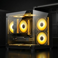 Boîtier PC de bureau Mini Micro ATX transfrontalier, entièrement transparent en verre, pour jeux, avec refroidissement liquide, USB 3.0, vertical