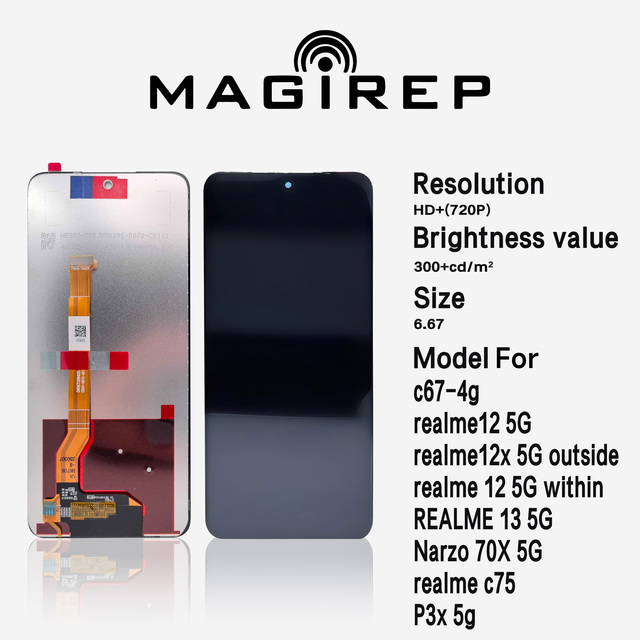 Wholesale Realme C75 C67-4G Narzo 70X-5G P3x-5g OEM LCD Display Touch Screen 1-Year Warranty 6.56 Phone Screen Replacement Frame
