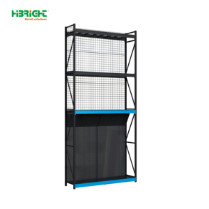 <b>Black</b> Single Sided <b>Wall</b> Display <b>Shelving</b> With Wood Grain Base Kick Plate for Supermarket Convenience Store - Product Image 6