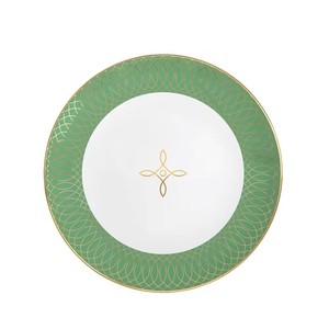 Vente en gros de service de table en porcelaine fine céramique de luxe exquis feuilles vertes fleurs assiettes en porcelaine plats gravés mariages - Product Image 2