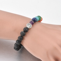 Bracelet tendance fait main avec breloque Arbre de Vie, diffuseur de chakra, perles de pierre de lave et agate, unisexe, pour anniversaire