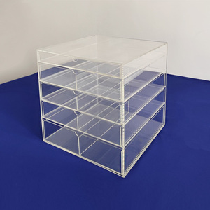 Custom Deluxe Clear Acrylic 5 Drawer Jewelry <strong>Storage</strong> Stand 5 <strong>Chest</strong> Clear Acrylic Make up Organizer Box - Product Image 6