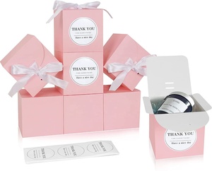 Wholesale Luxury Pink <b>Wedding</b> Chocolate Lids Candle Cardboard Paper Packaging <b>Gift</b> Party Favor <b>Box</b> with Ribbon Sticker - Product Image 1