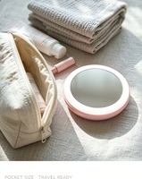 Mini miroir de maquillage LED pliable portable avec anneau lumineux à capteur tactile 3 pouces pour voyage, pour femmes et filles, vente en gros, logo personnalisé, cadeau