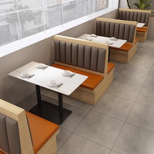 Conjunto de Mesa y Sillas de Comedor Comercial Moderno con Tablero de Madera Estilo Panel, Sofá y Taburete para Restaurante, Tienda de Té con <span class=keywords><strong>Leche</strong></span>, Cafetería, con Tablero de Pizarra - Product Image 4