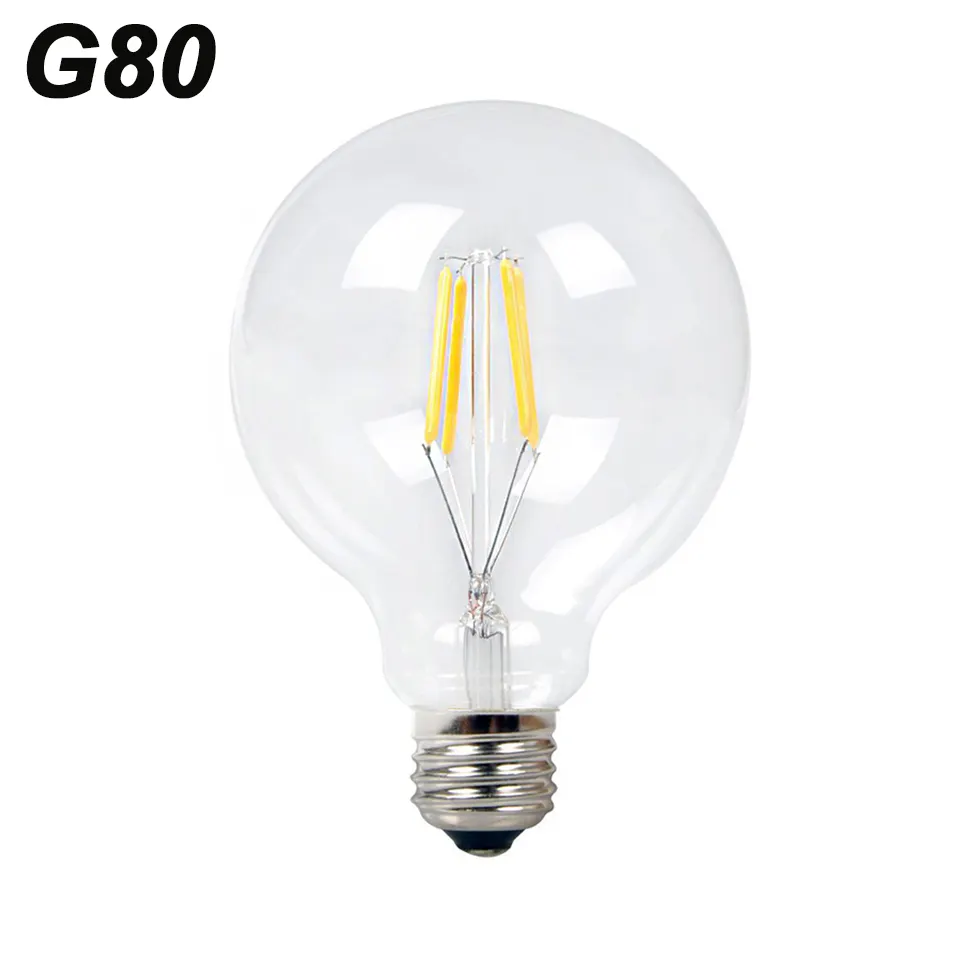 Groothandel Fabriek Oem G80 110V 230V Dim E26 E27 4W 6W Helder Glas Edison Led Lamp Voor Zitkamer Verlichting