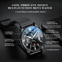 Neue Kleine Drei-Zeiger Mode Business Herren Quarzuhr Edelstahl & Lederarmband Luxus Nummerierte Datum-Chronograph-Uhren