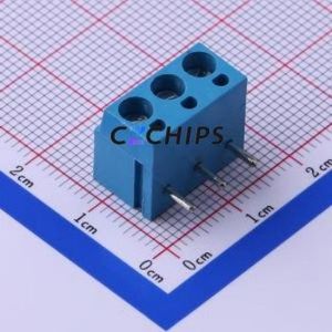 KF300R-5.0-3P Screw Terminal Block Bent Lead Through Hole,P=5mm Connector ( Construction: 1x3P )( Pitch: 5mm )( Color: Blue ) - Product Image 2