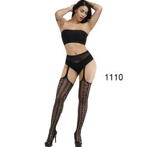 <span class=keywords><strong>Bas</strong></span> en maille résille sexy pour femmes <span class=keywords><strong>bas</strong></span> hauts en dentelle avec <span class=keywords><strong>porte</strong></span>-jarretelles voir à travers les collants sans entrejambe - Product Image 5