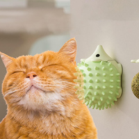 Juguete para gatos: Cepillo de pared con forma de erizo y hierba gatera en el interior para que los gatos lamen, rascadores faciales y auto-estimuladores
