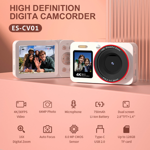Appareil photo numérique 4K Ultra HD Mini caméscope 64MP 2.8 & 1.4 pouces double écran rechargeable Étudiants Compact Record Vlogging Camera - Product Image 2
