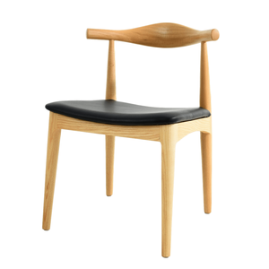 Chaise en bois massif de style européen <span class=keywords><strong>Hans</strong></span> <span class=keywords><strong>Wegner</strong></span> avec accoudoirs en corne de bœuf et assise en cuir, mobilier de salle à manger nordique en bois - Product Image 1