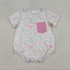 ชุดเสื้อผ้าเด็กผู้หญิง ชุดรอมเปอร์ระบายขอบ แต่งโบว์หลากสี มีกระเป๋า - Product Image 2
