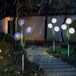 Luces solares de jardín con forma de diente de león, 3 cabezas LED, alimentadas por energía solar, impermeables, decorativas para exteriores, con estaca para jardín, patio. - Product Image 3