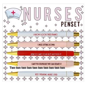 5pcs Cadeaux De Noël Drôle Stylo Ensemble Papercard Emballage Infirmière Thème Quotidien Inspirant Imprimé Plusieurs Thèmes Cliquez Stylo Ensemble - Product Image 4