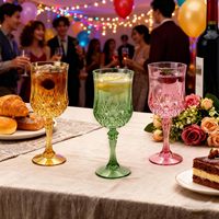 Verres à vin en plastique réutilisables de 7 oz, gobelets vintage incassables à pied pour mariages, fêtes, bars et événements