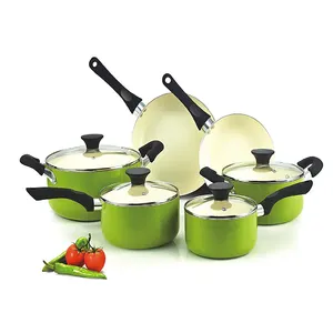 Kitchen Cook Aluminium Alloy Happy Home Nonstick Ceramic Coating 10-Piece Cookware Set