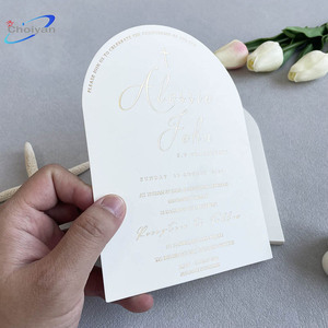 Carte d'invitation de mariage de luxe en carton 3x3 avec enveloppe, impression typographique - Product Image 5