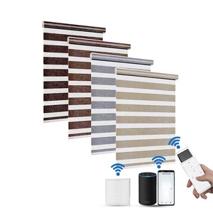 Rideaux zébrés motorisés au design moderne - Fonctionnement fluide jour et nuit pour appartement/fenêtre en <span class=keywords><strong>baie</strong></span> - Product Image 1