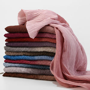 Venta al por mayor de lino Jersey arrugado bufandas arrugadas mujeres musulmanas Hijab gradiente de color 2024 - Product Image 2