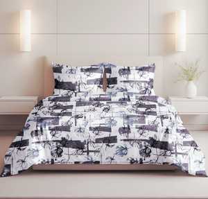 Ensemble de literie moderne à motifs végétaux imprimés, 3 pièces, 100% coton, drap de lit respirant, ensemble de taies d'oreiller - Product Image 1