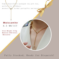 Collier minimaliste en forme de Y en argent sterling 925 plaqué or 18 carats avec pendentif Lariat Moissanite pour femmes