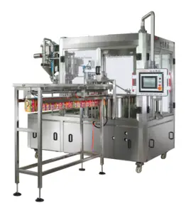 Fully automatic doy pack doypack bag stand up stand up spout pouch liquid food filling and capping packing machine